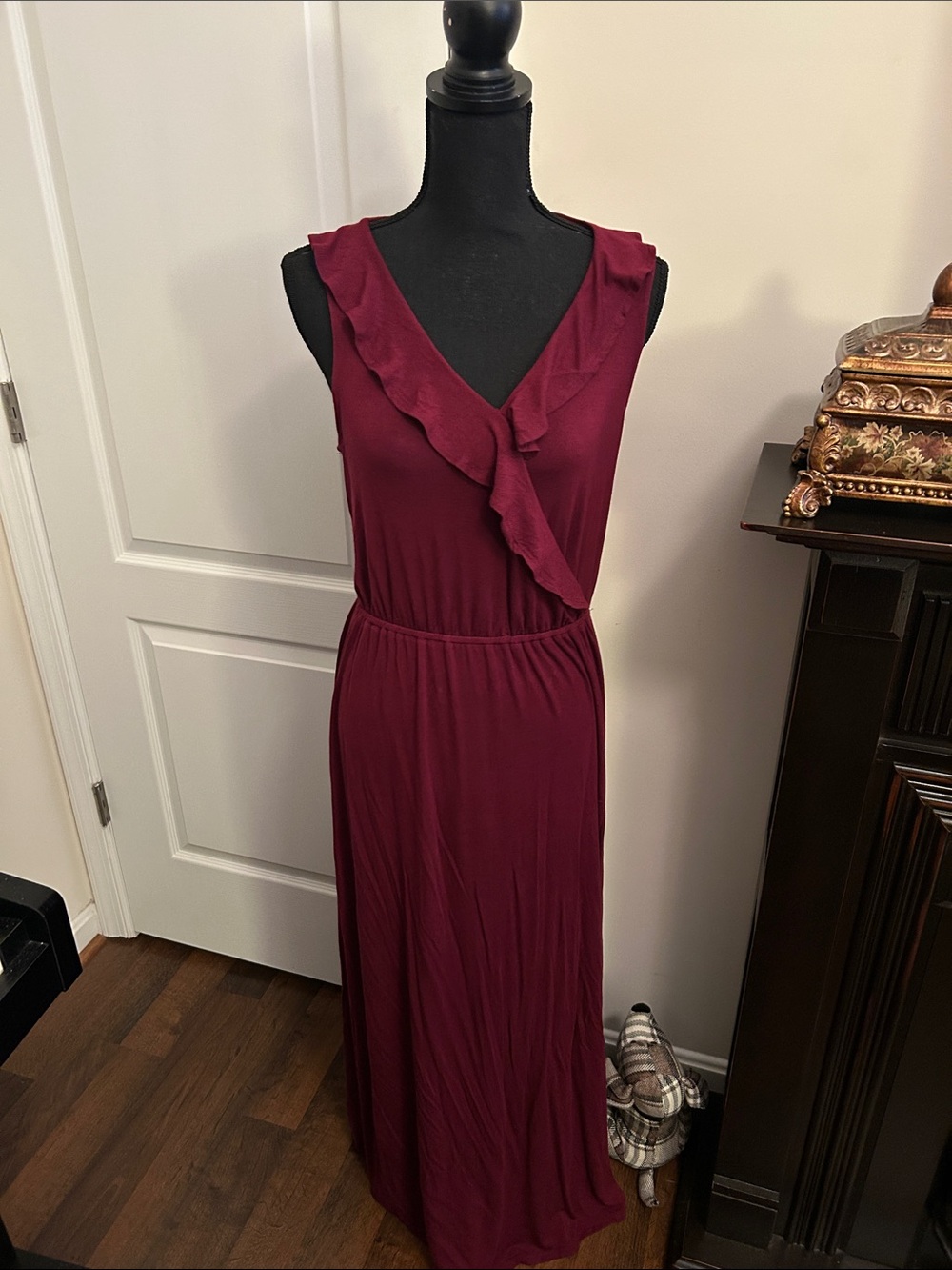 Apt. 9 Sleeveless Ruffle V-Neck Maxi Dress in Wine